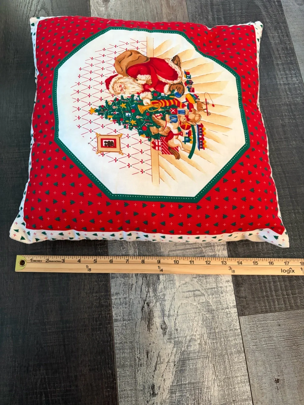 Handmade Santa Christmas Throw Pillow 16x16 Holiday Decor